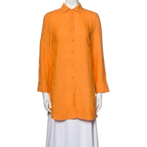 MaxMara Weekend‎ Linen Tunic M? Light Orange Long Sleeve Top Lagenlook - Picture 10 of 10